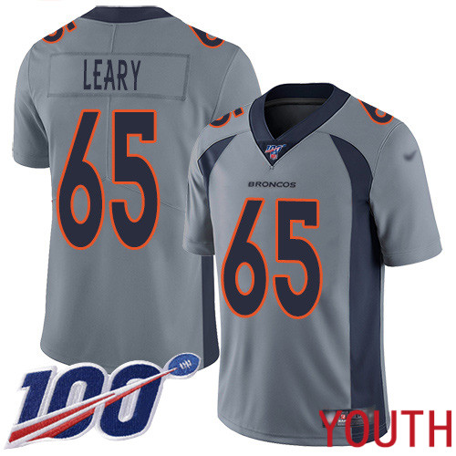 Youth Denver Broncos #65 Ronald Leary Limited Silver Inverted Legend 100th Season Football NFL Jersey->youth nfl jersey->Youth Jersey